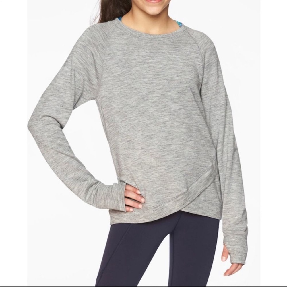 Athleta Grey Long Sleeve Criss Cross Top Size Small Athletic Fitness Workout